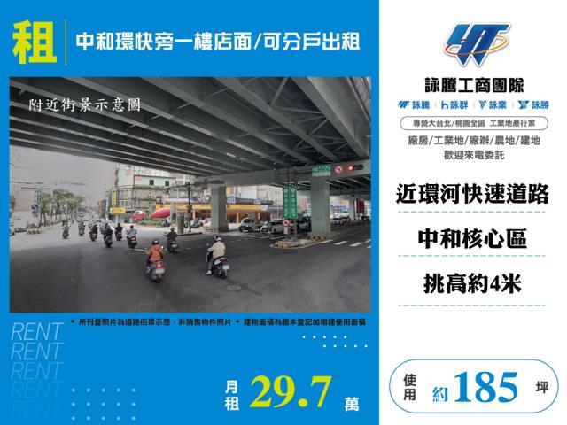 中和環快旁一樓店面/可分戶出租 - 新北市工業不動產