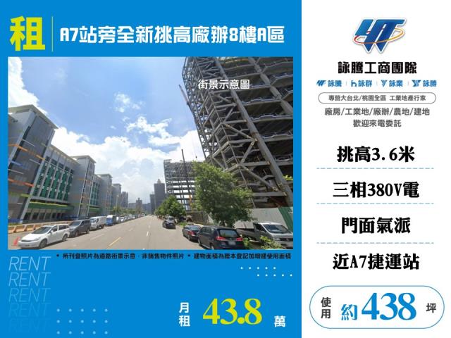 A7站旁全新挑高廠辦8樓A區