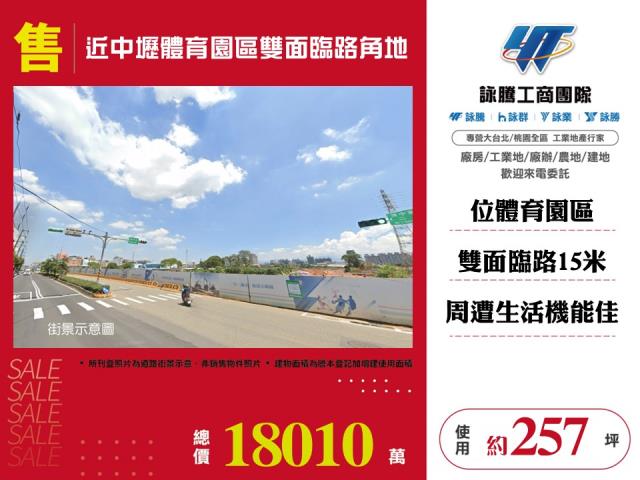 近中壢體育園區雙面臨路角地 - 桃園市工業不動產